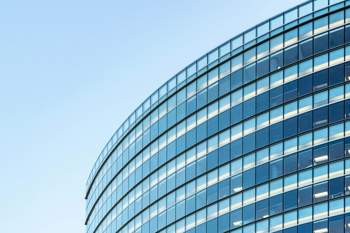 Modern commercial office building with energy-efficient glass facade